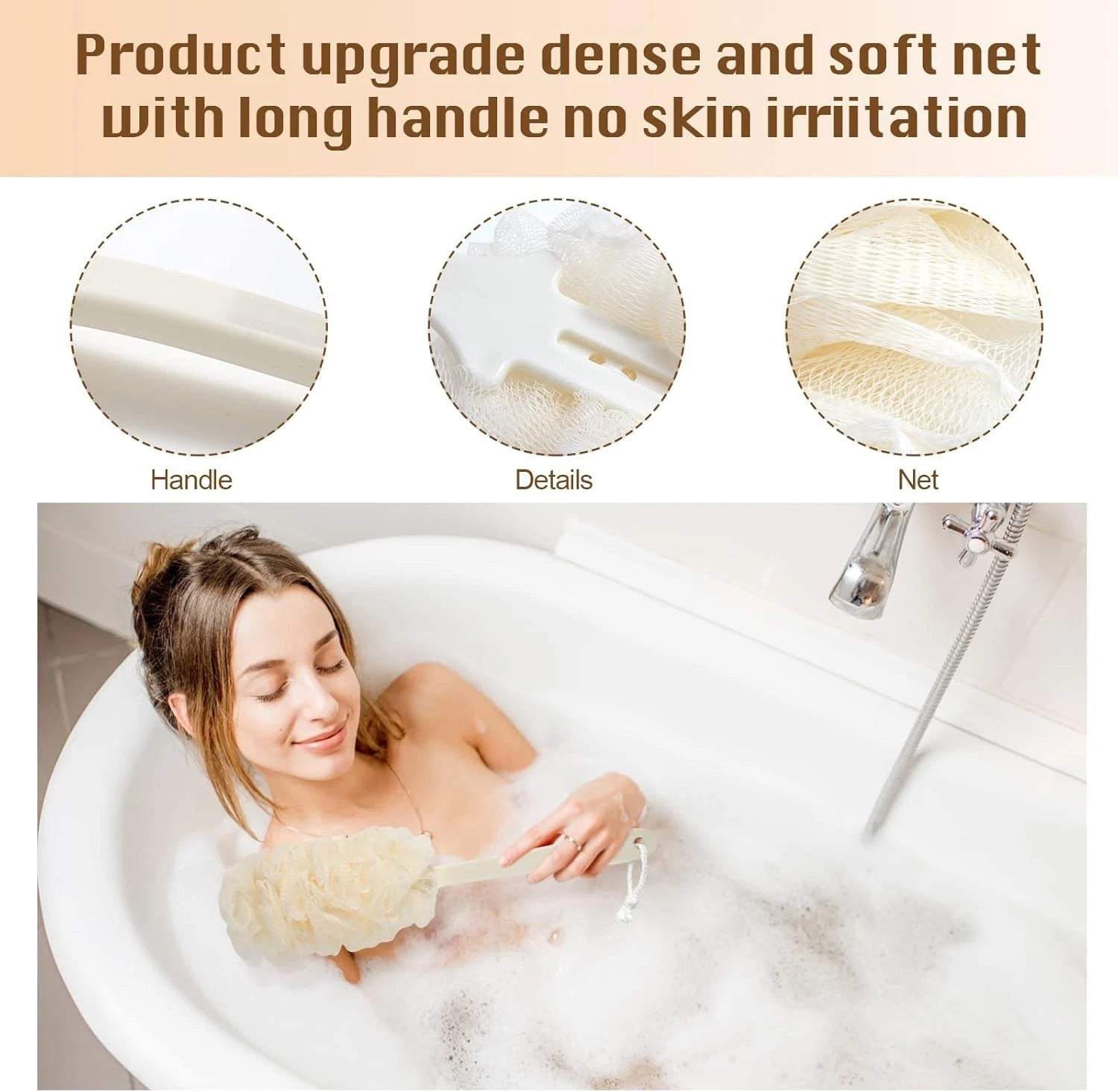 2Pack Back Scrubber for Shower， Loofah Sponge Shower Brush Using Body Exfolia...