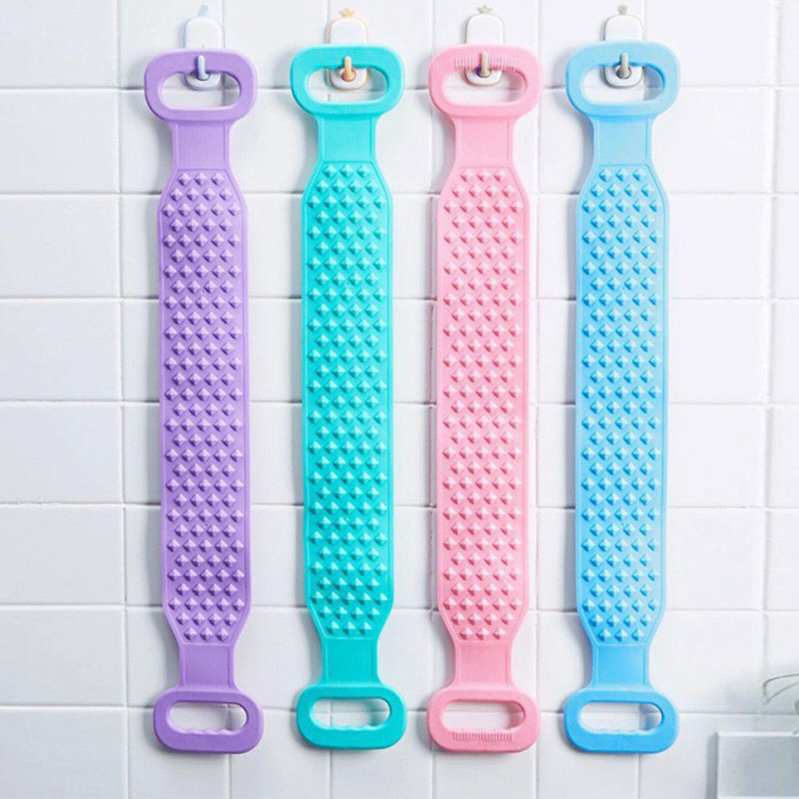 Silicone Bath Towel Back Brush Scrubber Exfoliating Scrub Body Wash Dual Side