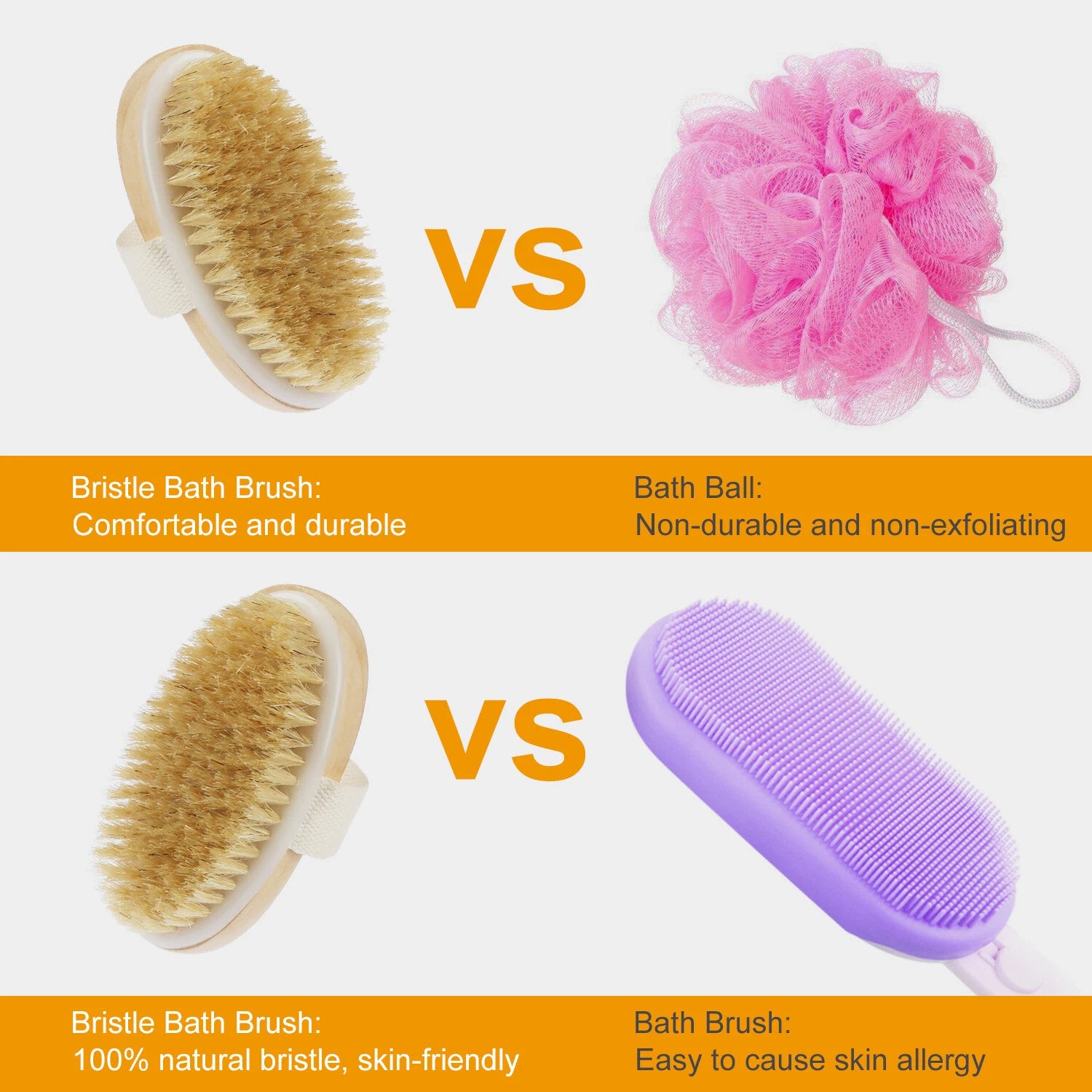 Natural Wooden 15" Bath Shower Body Back Brush Spa Scrubber With Long Handle US