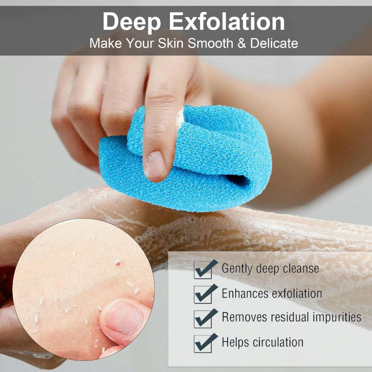 Bath Towel Shower Back Scrubber Skin Exfoliating Body Brush Washing Cloth Strip