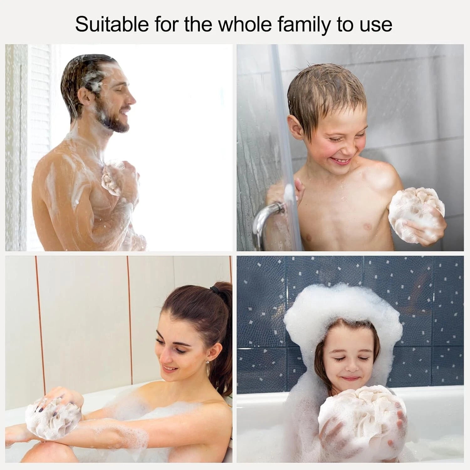 4 Pack Soft Loofa Exfoliating Body Scrubber Mesh Shower 50g/pcs