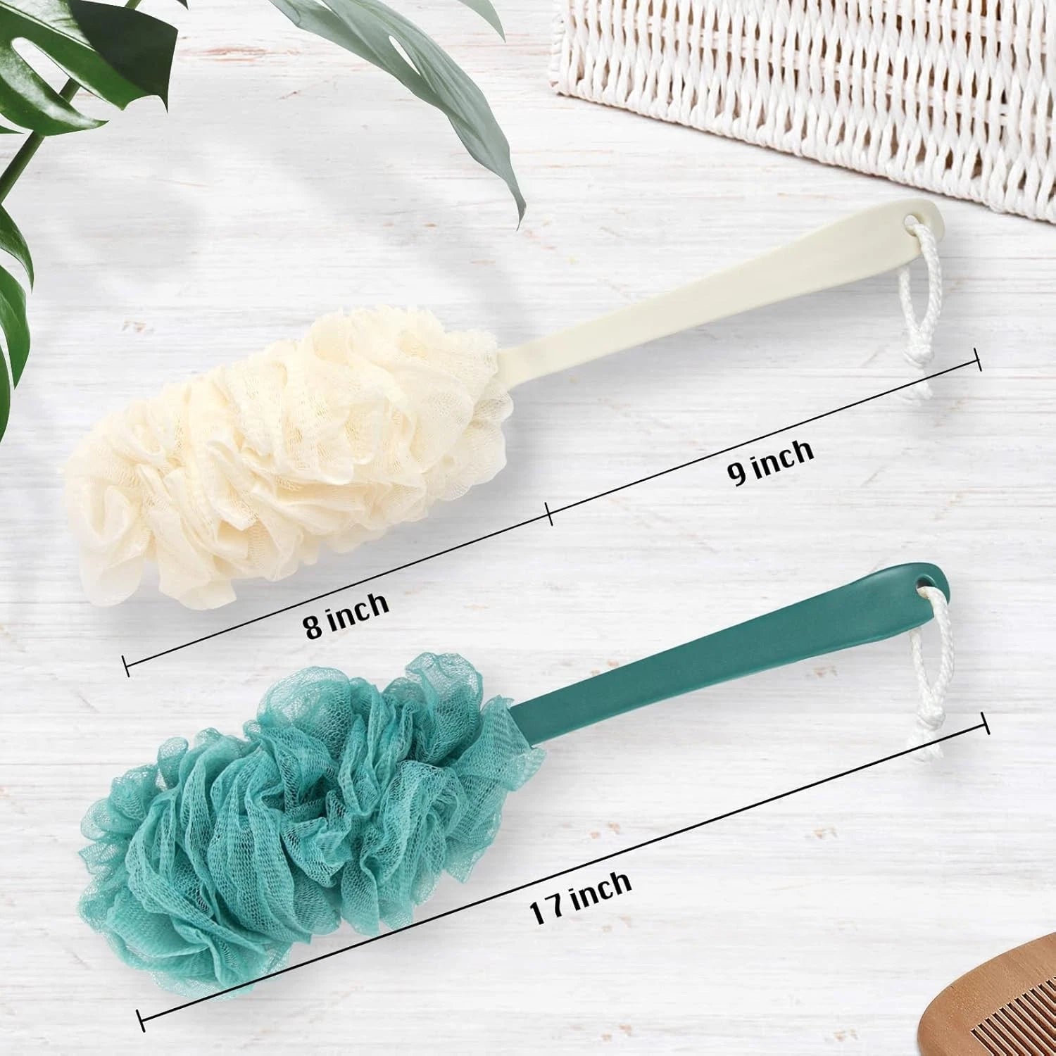 2Pack Back Scrubber for Shower， Loofah Sponge Shower Brush Using Body Exfolia...
