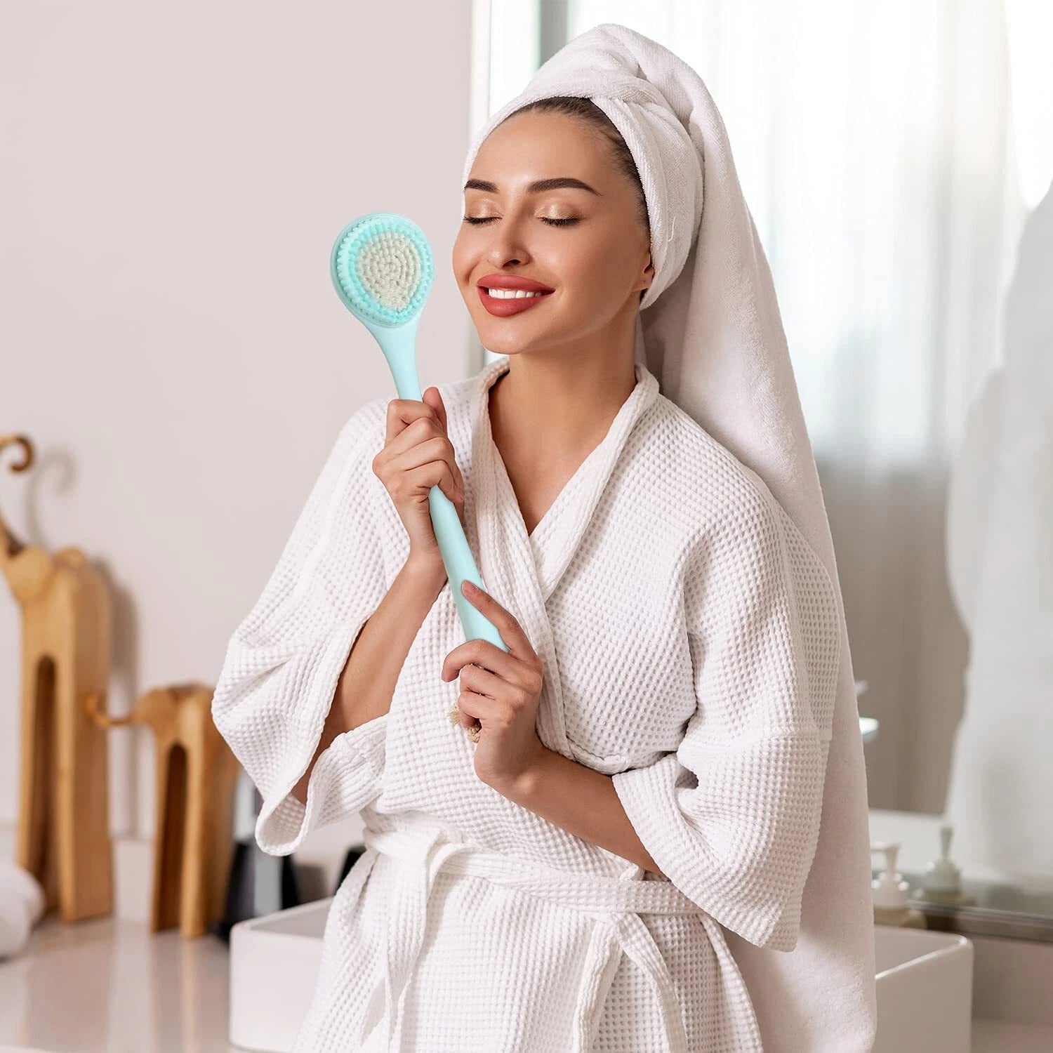 16.4 Inch Long Handle Back Bath Brush Soft Shower Body Scrubber, 2 Pack