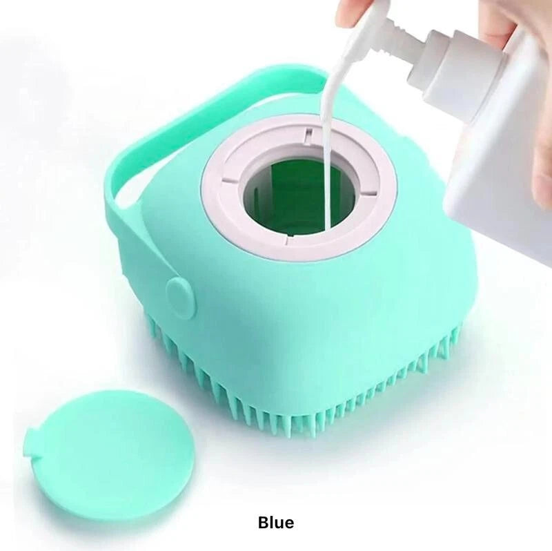 Pet Bath Brush, Silicone Pet Bath Massage Brush, Shampoo Dispenser Shower Brush