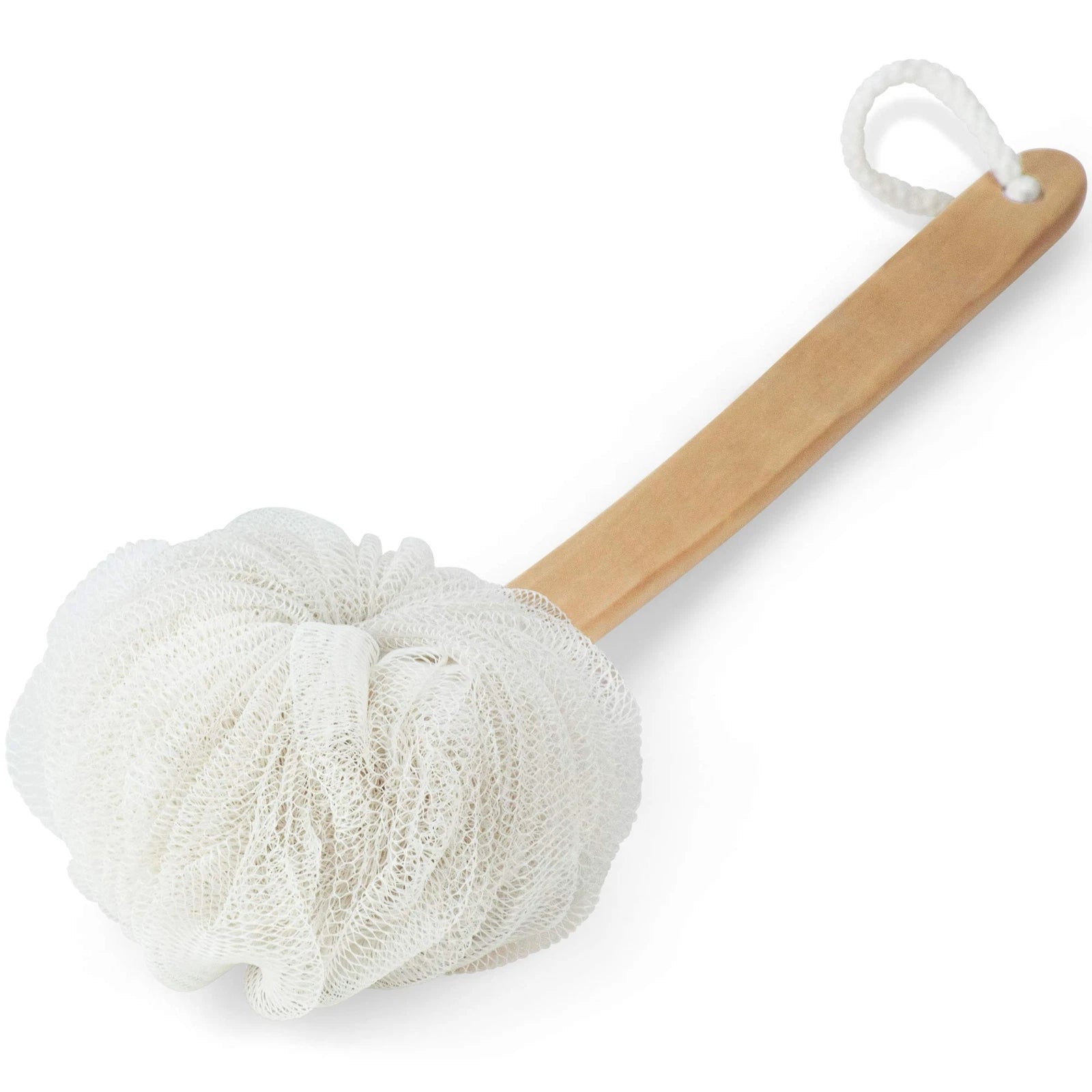 Bath Sponge With Wooden Handle Shower Loofah Brush Back Cleaning Scrubber Long C