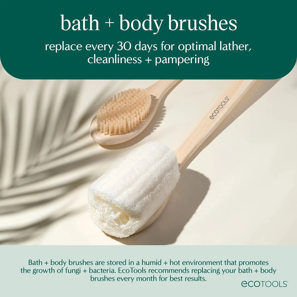 17.5" Long Handle Bath Brush Natural Bristles Body Back Shower Washing Scrubber