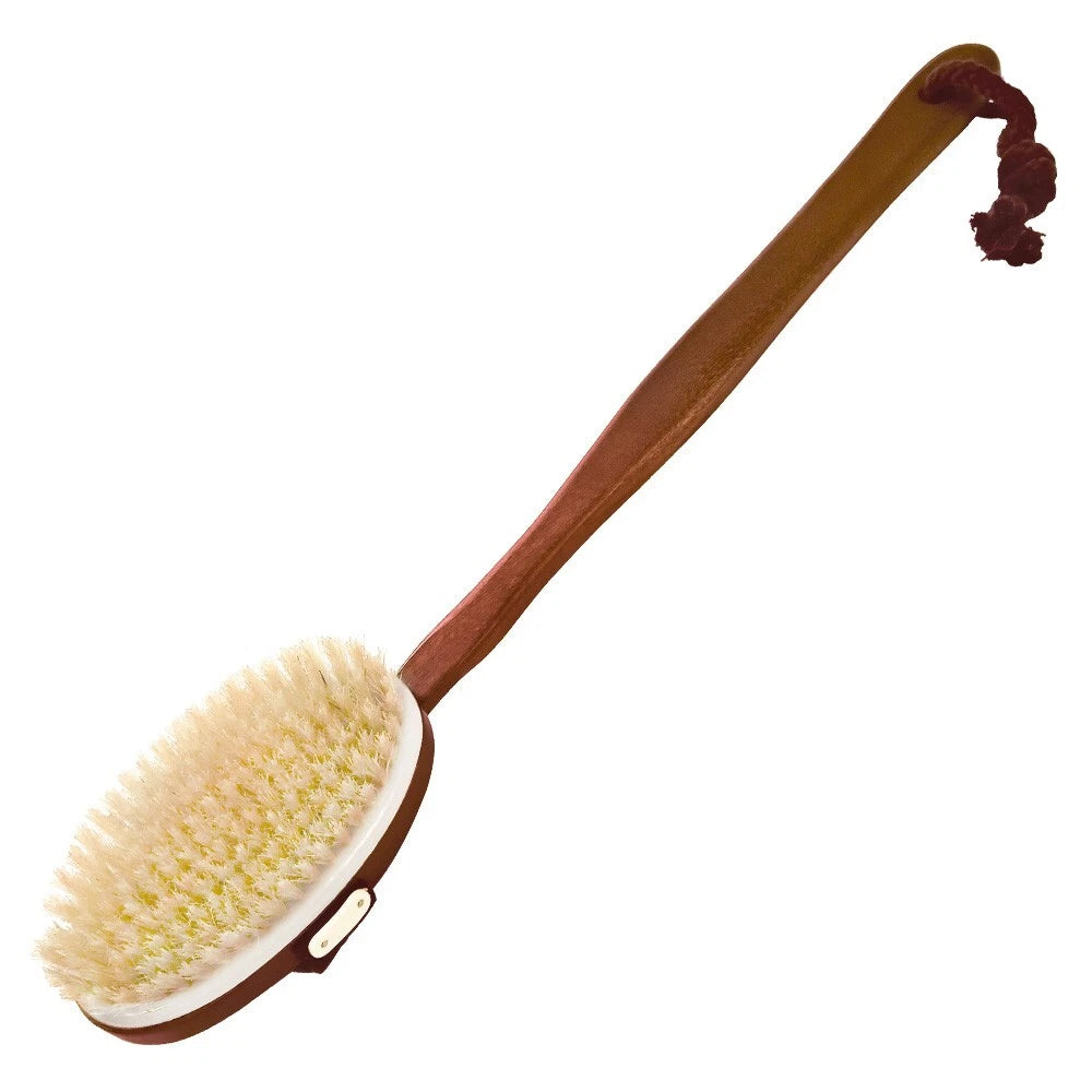 Croll & Denecke Bath Brush Dark Wood, Long Handle, Natural Spa Beauty Gift