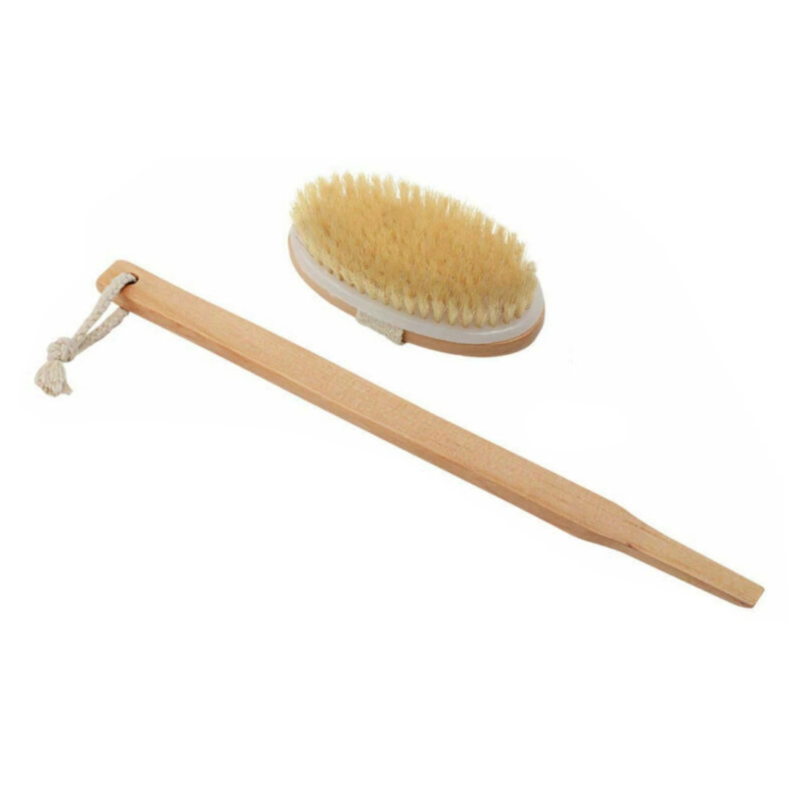 Durable Natural Long-Handled Bath Shower Body Back Dry Skin Spa Scrubber Brush H