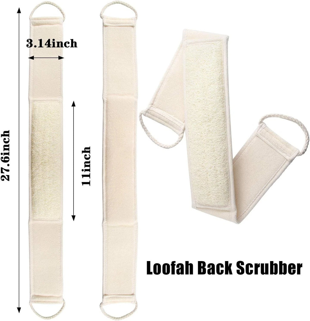 4pcs Natural Loofah Exfoliating Back Scrubber Set for Shower, Luffa Sponge Pads