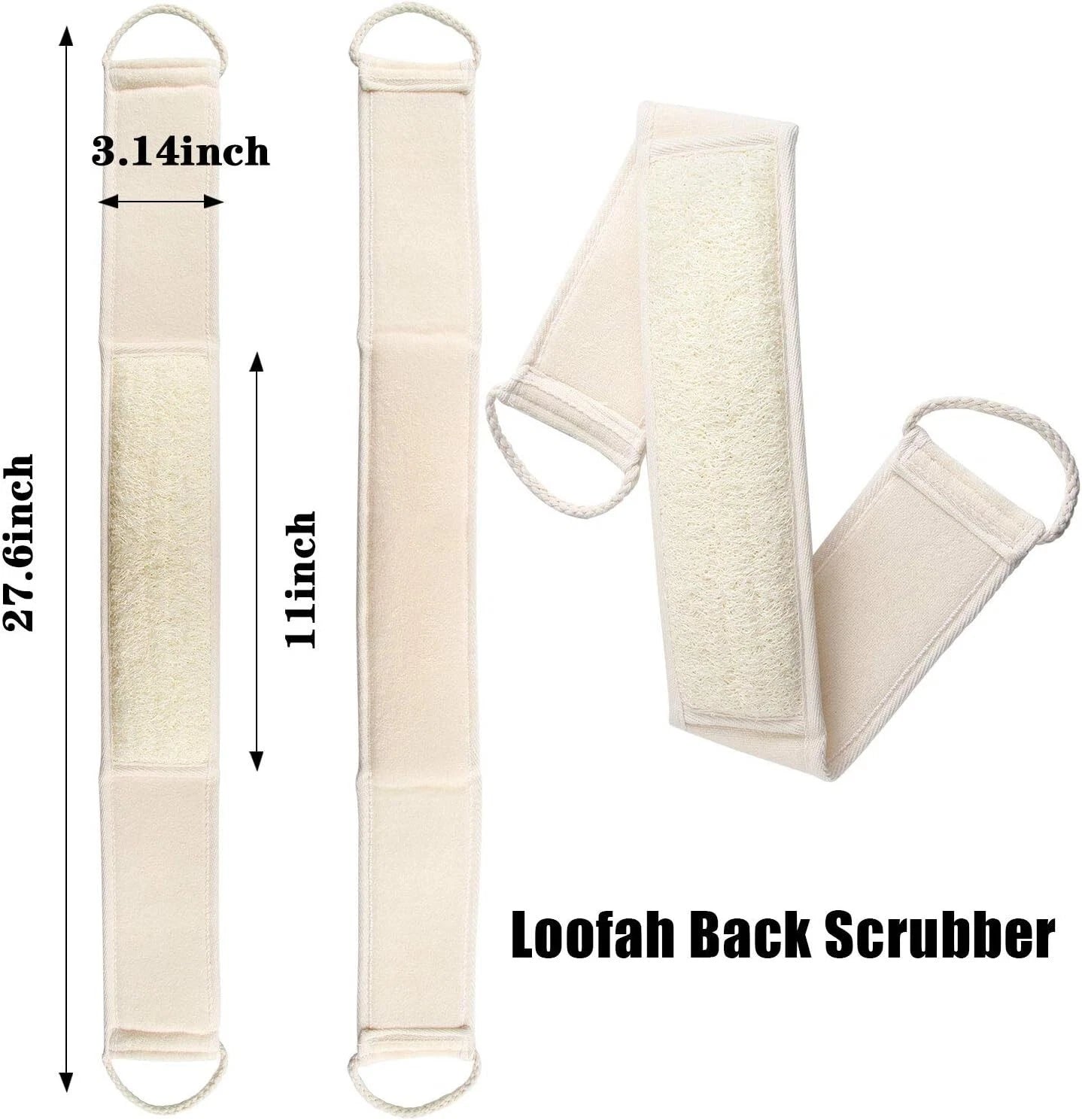 4pcs Natural Loofah Exfoliating Back Scrubber Set for Shower, Luffa Sponge Pads