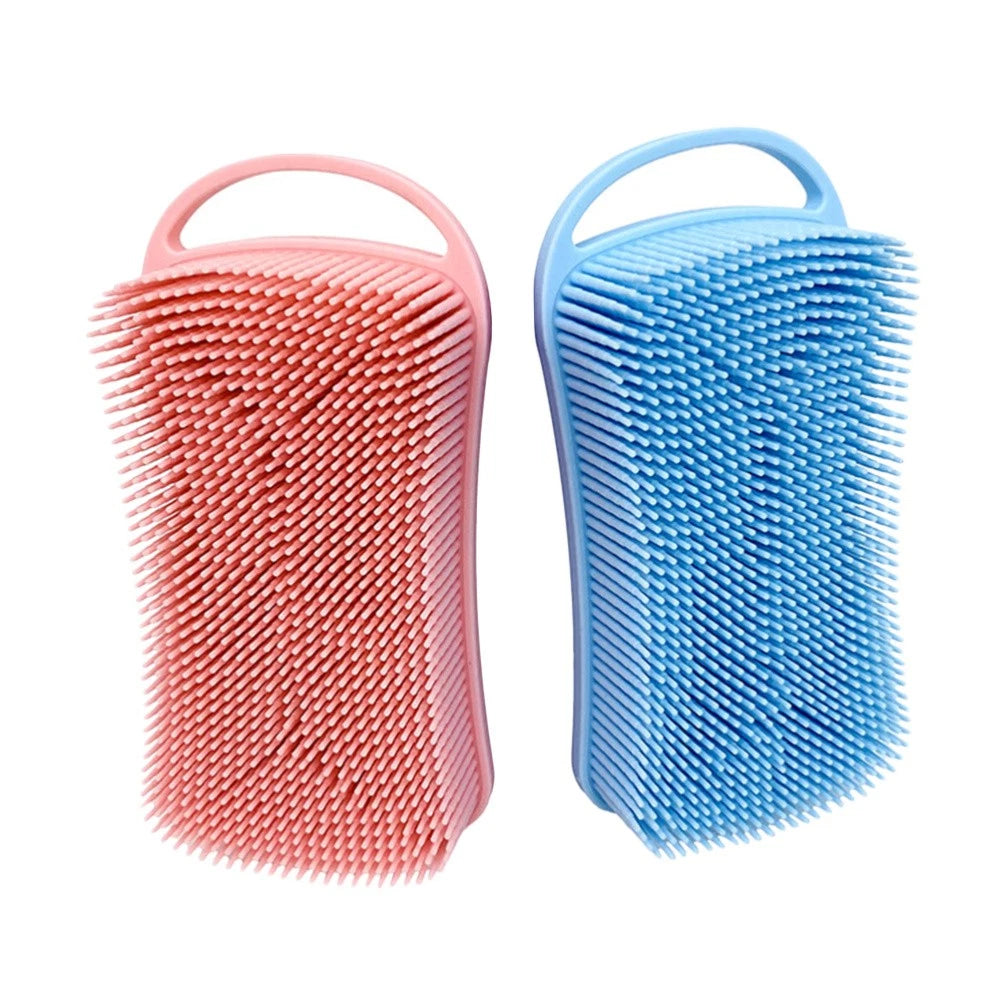 2 Pcs Silicone Shampoo Brush Handheld Bath Exfoliating Shower Brushes