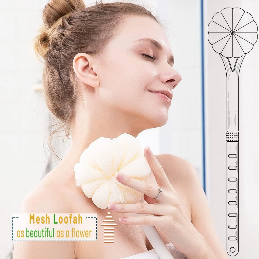 Shower Body Brush,Soft Bristles and Beautiful Pumpkin Loofah 14” Long Handle ...