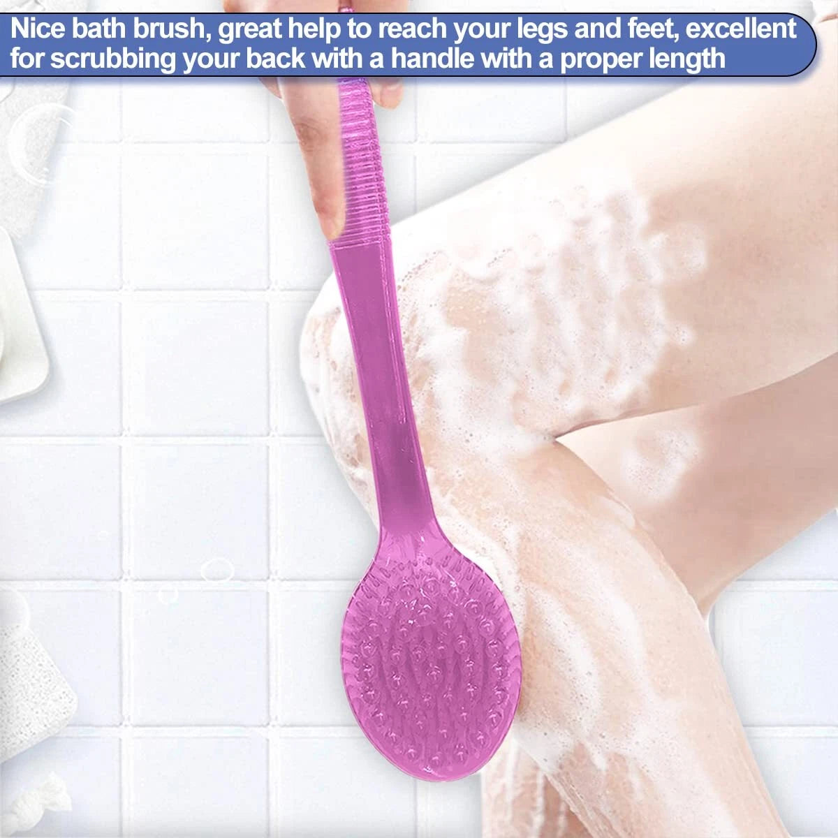 2× Long Handle Back Shower Exfoliating Bath Body Brush Skin Scrubber Massager US