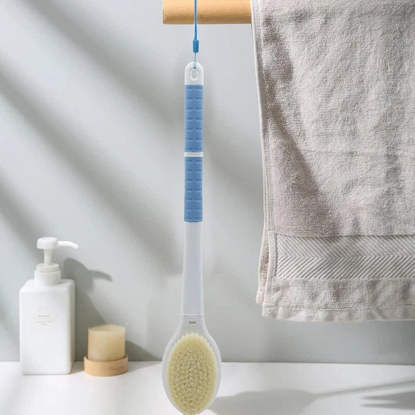 Shower Brush with Soft and Stiff Bristles,18.5" Long Handle Dual-Sided Back S...