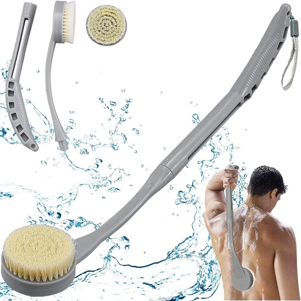Long Handle Back Brush, 20.5Â€ Bath Scrubber for Shower, Curved Handle