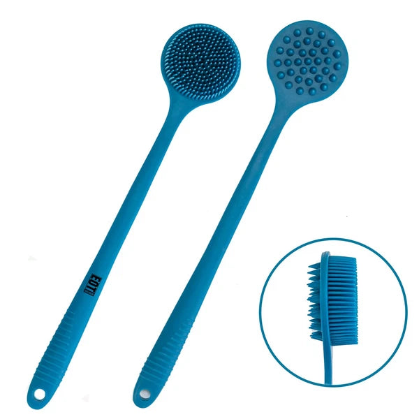 Bendable Long Handled Silicone Body Brush & Hair Scrubber - Bath Shower Back ...