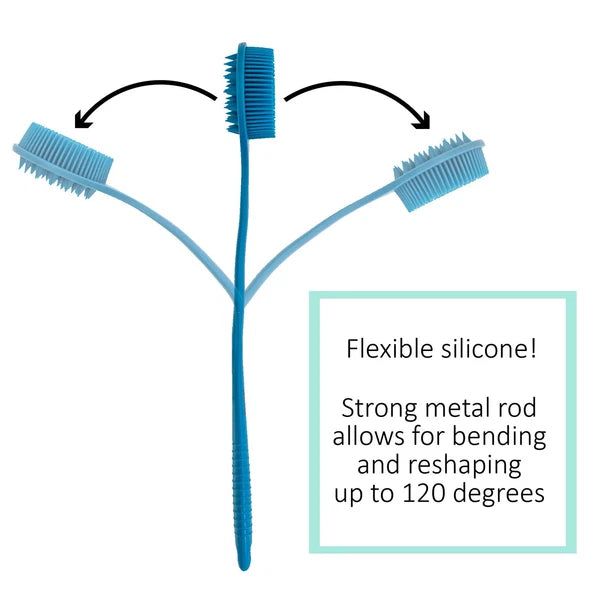 Bendable Long Handled Silicone Body Brush & Hair Scrubber - Bath Shower Back ...
