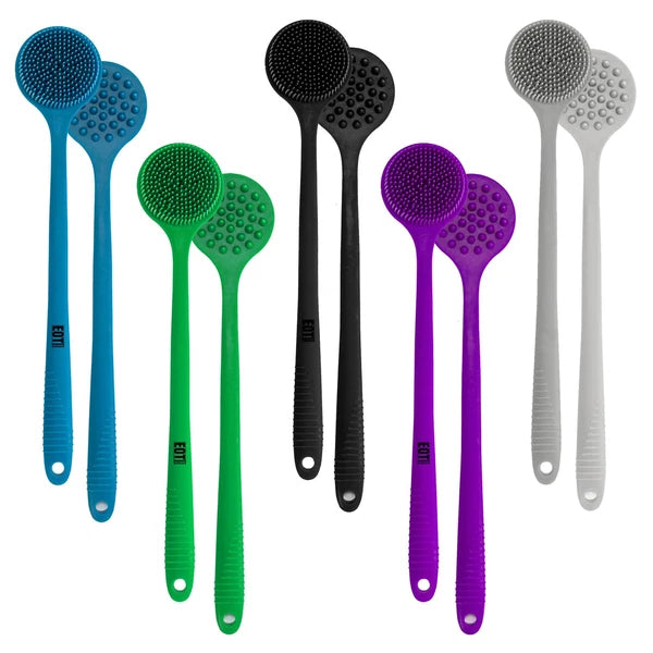 Bendable Long Handled Silicone Body Brush & Hair Scrubber - Bath Shower Back ...