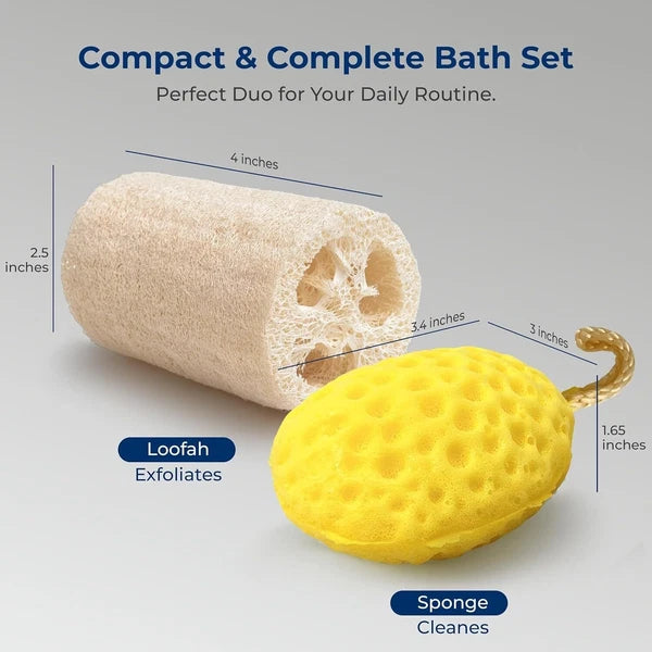 SereneLife 4" Natural Loofah Exfoliating Body Sponge Scrubber in Bath Spa Shower