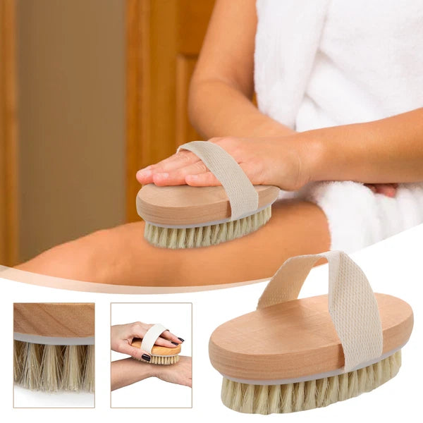 1-2pc Natural Bristle Dry Body Brush Anti-Cellulite Exfoliating Body Brush Brush