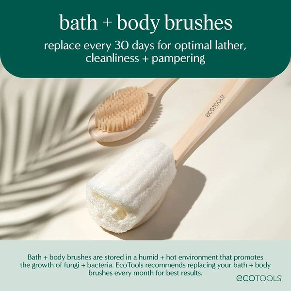 17.5" Long Handle Bath Brush Natural Bristles Body Back Shower Washing Scrubber