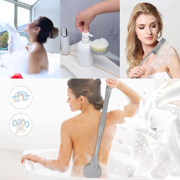 Long Handle Back Brush, 20.5Â€ Bath Scrubber for Shower, Curved Handle