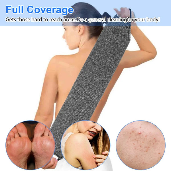 Shower Back Scrubber Cloth Bath Towel Body Brush Cleaning Strip Skin Exfoliating