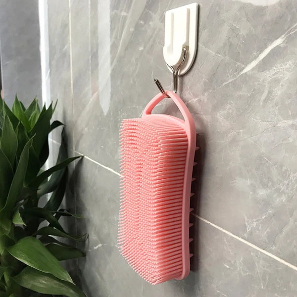 2 Pcs Silicone Shampoo Brush Handheld Bath Exfoliating Shower Brushes