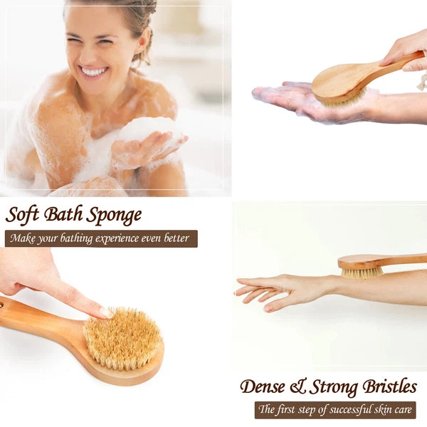 2 Pack Natural Shower Brush Wet and Dry Brushing Body Scrubber for Bath Shower