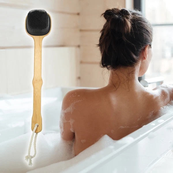 1Pc Long Handle Bath Back Scrubber Body Brush for Exfoliating Silicone