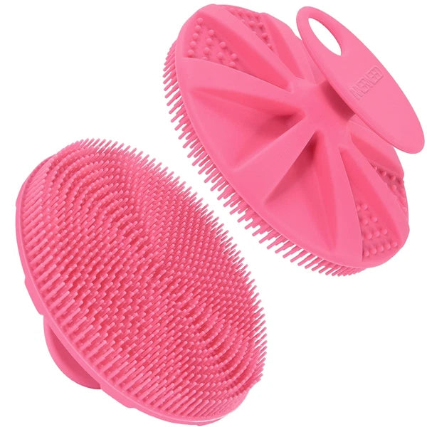 Silicone Body Scrubber Handheld Shower Brush Exfoliating Pink