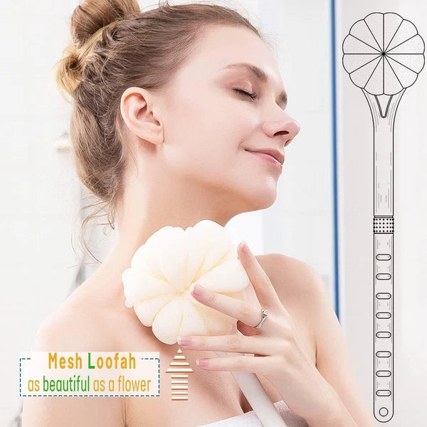 Shower Body Brush,Soft Bristles and Beautiful Pumpkin Loofah 14” Long Handle ...