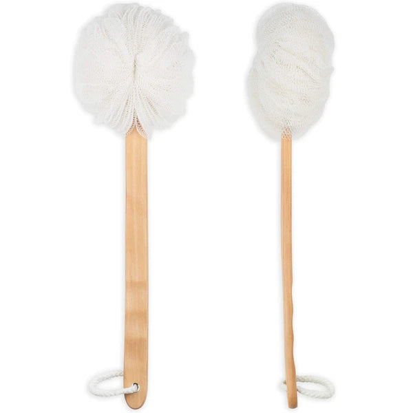 Bath Sponge With Wooden Handle Shower Loofah Brush Back Cleaning Scrubber Long C