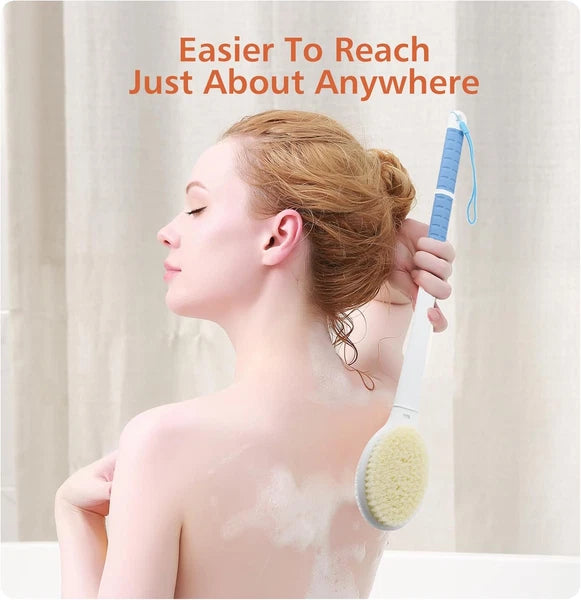 Shower Brush with Soft and Stiff Bristles,20.5" Extra Long Handle Dual-Sided Bac