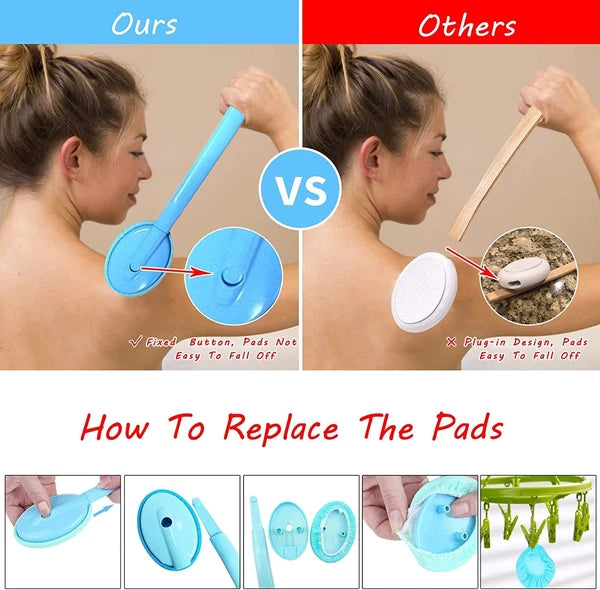 Easy Lotion Applicator, Back Rubs Massager Bath Brush, Extra Long Handle, Easily