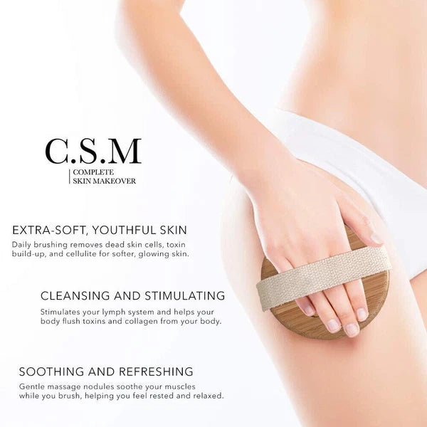 Dry Brushing Body Brush-Round Exfoliating Brush for Cellulite Lymphatic Drainage