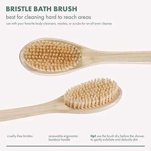 Bath Bristle Brush with Long Handle, Cleanse Back & Hard-to-Reach Areas