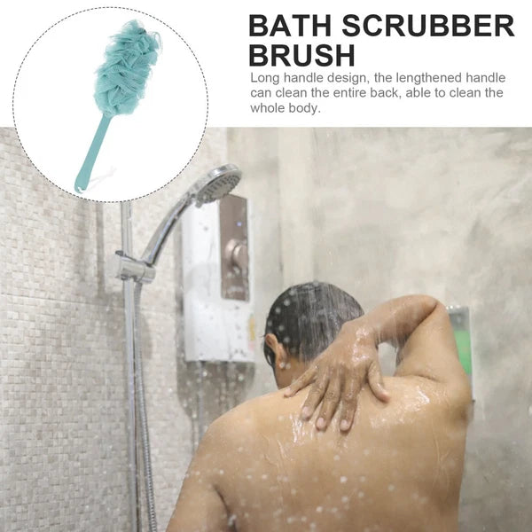 Bath Scrubber Brush Long Handle Shower Body Sponges Back Nylon Mesh Brush for