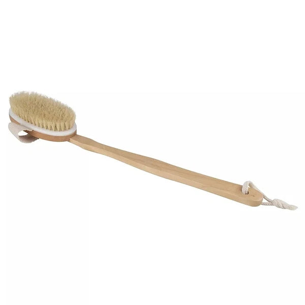 2pcs Natural Bristle Body Brush - Wooden Spa Scrubber for Dry Skin & Shower Care