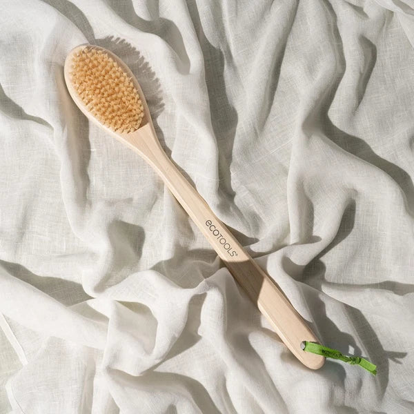 17.5" Long Handle Bath Brush Natural Bristles Body Back Shower Washing Scrubber