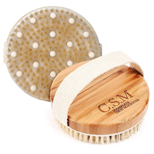 Dry Brushing Body Brush-Round Exfoliating Brush for Cellulite Lymphatic Drainage