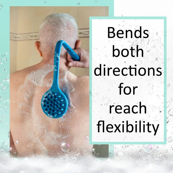 Bendable Long Handled Silicone Body Brush & Hair Scrubber - Bath Shower Back ...