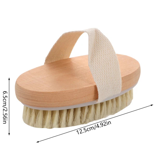 1-2pc Natural Bristle Dry Body Brush Anti-Cellulite Exfoliating Body Brush Brush