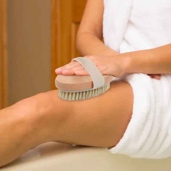 1-2pc Natural Bristle Dry Body Brush Anti-Cellulite Exfoliating Body Brush Brush