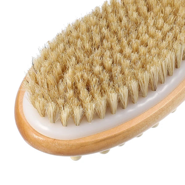 1 Pcs Double Sided Bath Brush Back Scrubber Wood for Shower Brown 14.6 Inches