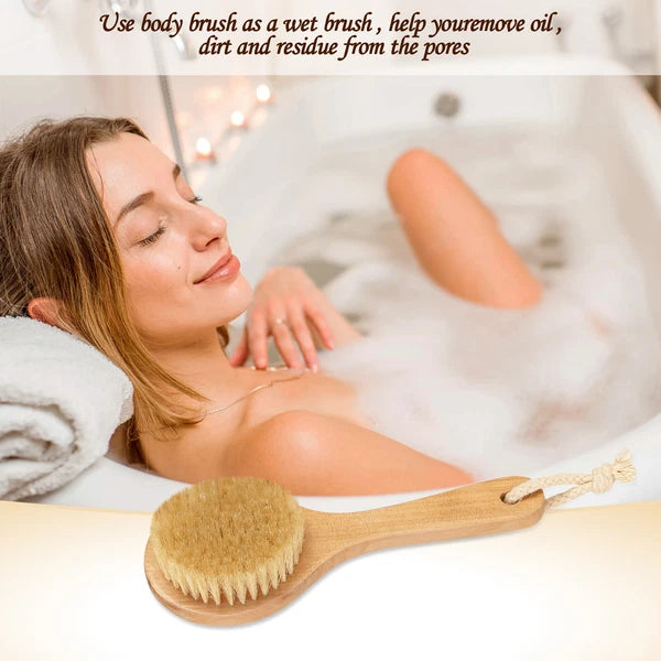 2 Pack Natural Shower Brush Wet and Dry Brushing Body Scrubber for Bath Shower