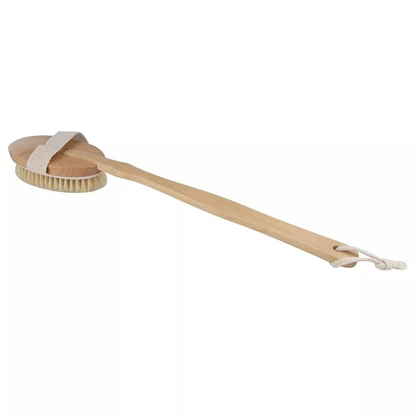 2pcs Natural Bristle Body Brush - Wooden Spa Scrubber for Dry Skin & Shower Care
