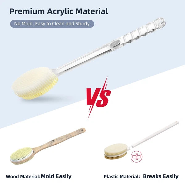 Back Brush Long Handle Shower Bath Scrubber Body For Dual-sided With Stiff Soft