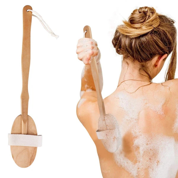 Premium Dry Skin Brush - Natural Bristle 9100738Bamboo Scrubber for Shower Use