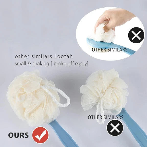 Elegant 2-in-1 Shower Body Brush – Bristle & Loofah with Long Curved Handle